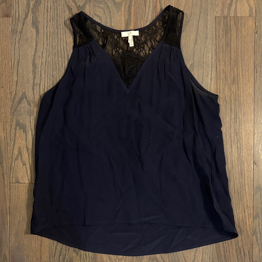 Joie Elegant Navy Lace Trim Women's Top, Like New! Size XS